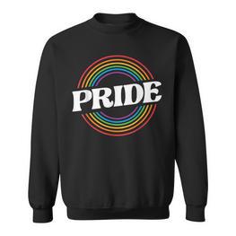 Unisex Schwarzes Sweatshirt, Regenbogen PRIDE Schriftzug, Mode für LGBT+ - Seseable