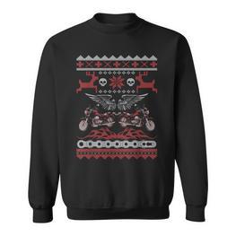 Weihnachten Motorrad Geschenk Biker Hässliche Weihnachten Sweatshirt - Seseable