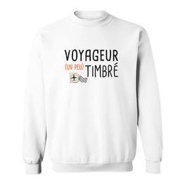 Französisches Reise-Sweatshirt Voyageur (Un Peu) Timbré mit Briefmarke und Flugzeug - Seseable