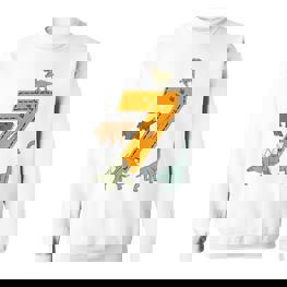 Kinder Geburtstags 7 Jahre Junge Dinosaurier Dino Sweatshirt - Seseable