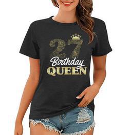 Damen 27. Geburtstag Frauen Tshirt Jahrgang 1995, Birthday Queen mit Krone - Seseable