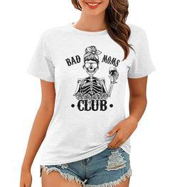 Bad Moms Club Leopard Schädel Frauen Tshirt, Lustig für Mamas - Seseable