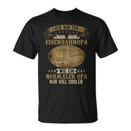 Herren Modellbahn Dampflok Lokomotiven Züge Opa Eisenbahn T-Shirt - Seseable