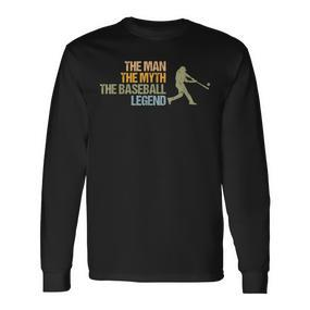 Vintage Man Myth Baseball Legend Sport Lover Retro Spieler Langarmshirts - Seseable De