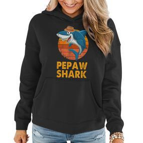 Pepaw Shark Vintage Papa Opa Vatertag Geschenke Frauen Hoodie - Seseable De
