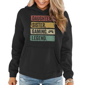 Tochter Schwester Gaming Legende Vintage Video Gamer Girl Frauen Hoodie - Seseable De