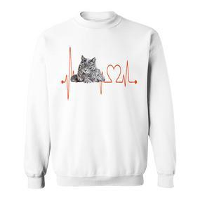 Nebelung Katze Herzschlag Ekg I Love My Cat Sweatshirt - Seseable De