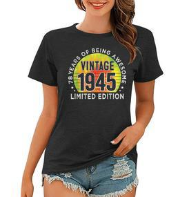 78 Jahre Vintage 1945 Frauen Tshirt, Retro Geschenk zum 78. Geburtstag - Seseable De