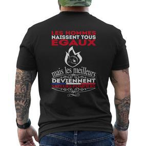 Les Meilleurs Deviennent Sapeurs-Pompiers Men's Crewneck Short Sleeve Back Print T-shirt - Seseable De