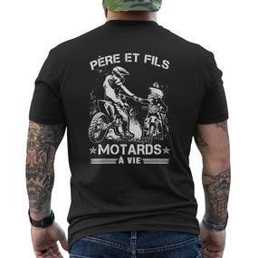 Père Et Fils - Motards À Vie Men's Crewneck Short Sleeve Back Print T-shirt - Seseable De