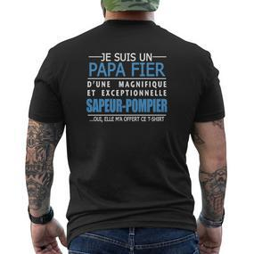 T-Shirt Pompier Fier Papa Dune Sapeur-Pompier Men's Crewneck Short Sleeve Back Print T-shirt - Seseable De