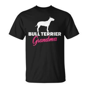Bullterrier Oma Schwarzes T-Shirt, Hunde Silhouette & Text in Pink - Seseable De