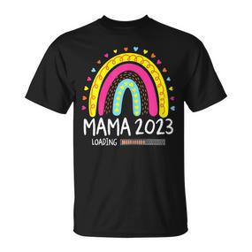 Damen Mama 2023 Loading Regenbogen Herz Werdende Mutter Mutti T-Shirt - Seseable De