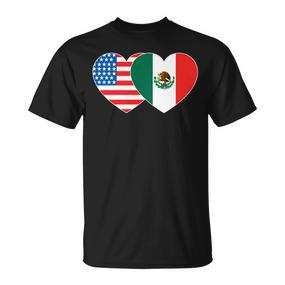 Doppelherz Mexiko & USA Flagge Langarmshirt für mexikanisch-amerikanische Patrioten - Seseable De