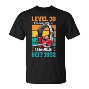 Level 30 Jahre Geburtstags Mann Gamer 1992 Geburtstag T-Shirt - Seseable De
