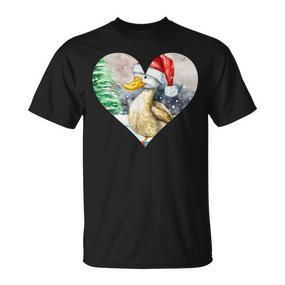 Lustige Ente Weihnachtsmütze Vintage Valentinstag Ente V2 T-Shirt - Seseable De