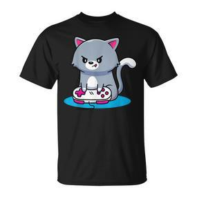Niedliche Gaming Katze Video Game Computer Videogame Pc T-Shirt - Seseable De