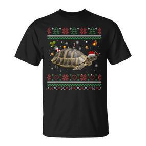 Russische Schildkröte Weihnachts-T-Shirt, Hässliches Rentier-Motiv - Seseable De