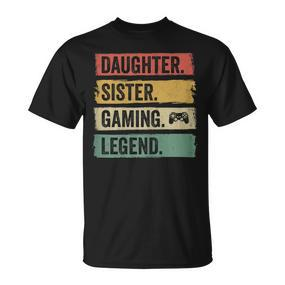 Tochter Schwester Gaming Legende Vintage Video Gamer Girl T-Shirt - Seseable De