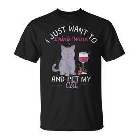 Trinke Wein Und Streichle Meine Katze T-Shirt - Seseable De