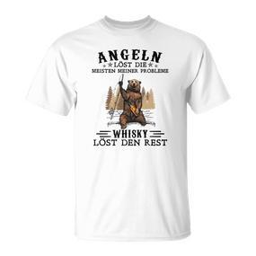 Angler T-Shirt Angeln & Whisky lösen Probleme, Lustiges Fischer Tee - Seseable De