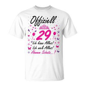 Damen 29 Geburtstag Lustig Offiziell 29 Ich Kann AllesSchatz T-Shirt - Seseable De