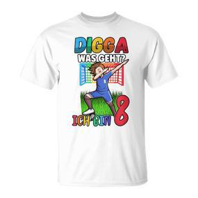 Digga Was Geht Ich Bin 8 Fußball Junge Dabbing T-Shirt für den 8. Geburtstag - Seseable De
