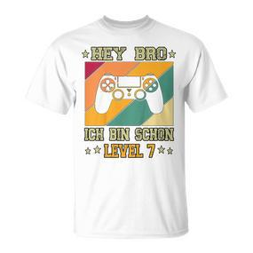 Kinder Gamer 7. Geburtstag T Shirt|Hey Bro, Level 7 erreicht! - Seseable De