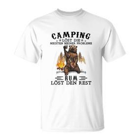 Lustiges Herren Camping T-Shirt Camping & Rum lösen Probleme, Outdoor Tee - Seseable De