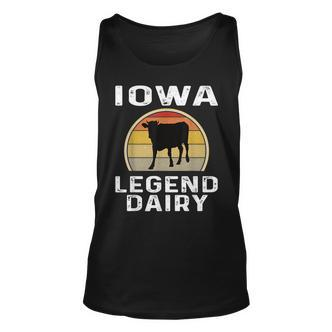 Iowa Dairy Farmer Legend Unisex TankTop mit Retro-Sonnenuntergang & Kuhmotiv - Seseable De