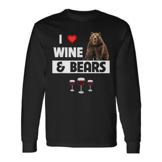 I Love Wine And Bears Lustiges Trinken Camping Wildtiere Tier Langarmshirts - Seseable De