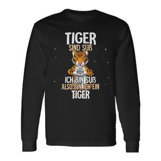 Lustiges Tiger Langarmshirts Tiger sind süß, also bin ich ein Tiger, Witziges Spruch-Langarmshirts - Seseable De