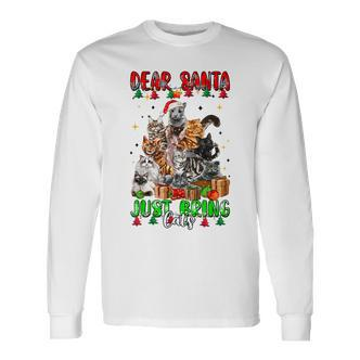 Dear Santa Just Bring Cats Weihnachtsbaum Langarmshirts für Katzenliebhaber - Seseable De