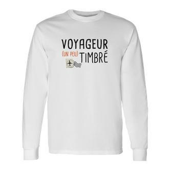 Französisches Reise-Langarmshirts Voyageur (Un Peu) Timbré mit Briefmarke und Flugzeug - Seseable De