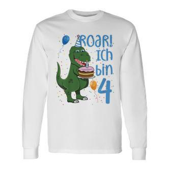 Kinder T-Rex 4. Geburtstag Langarmshirts, Lustiges Dino 4 Jahre Motiv - Seseable De