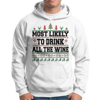 Familien-Weihnachts-Hoodie: Wer trinkt den Wein? Lustiges Design - Seseable De
