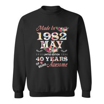 1982 Mai Vintage Blumen Sweatshirt, 40 Jahre Awesome - Seseable De