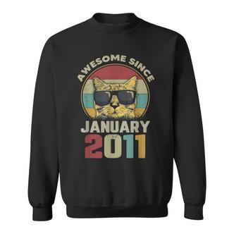 Awesome Since Januar 2011 - 11. Geburtstag Katzenliebhaber Sweatshirt - Seseable De