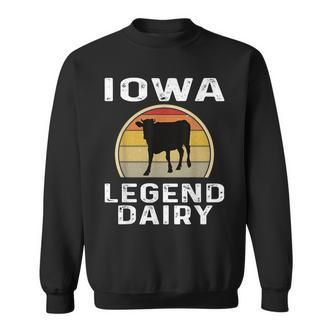 Iowa Dairy Farmer Legend Sweatshirt mit Retro-Sonnenuntergang & Kuhmotiv - Seseable De
