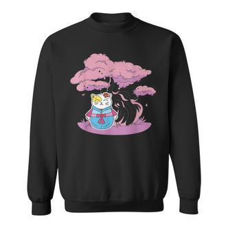 Katze Asiatisch Sakura Baum Kawaii Sempai Sweatshirt - Seseable De