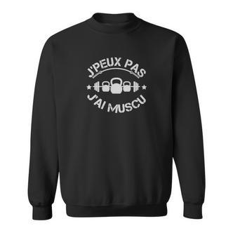Schwarzes Sweatshirt mit J'peux pas j'ai muscu & Hantel Design, Workout Motiv Tee - Seseable De
