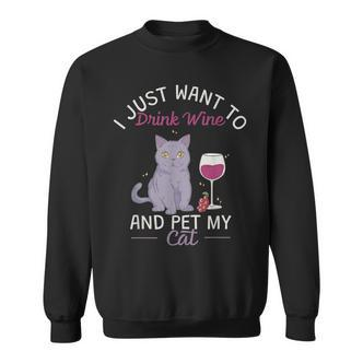 Trinke Wein Und Streichle Meine Katze Sweatshirt - Seseable De