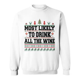 Familien-Weihnachts-Sweatshirt: Wer trinkt den Wein? Lustiges Design - Seseable De