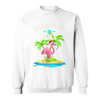 Tropischer Rosa Flamingo Sweatshirt, Hawaii Sommer Niedlich, Weihnachten im Juli - Seseable De