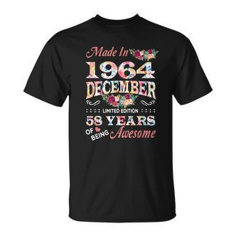 1964 Dezember Blumen T-Shirt – 58 Jahre Exzellenz - Seseable De