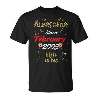 Awesome Since Februar 2005 Geburtstag Süße Blumen 2005 T-Shirt - Seseable De