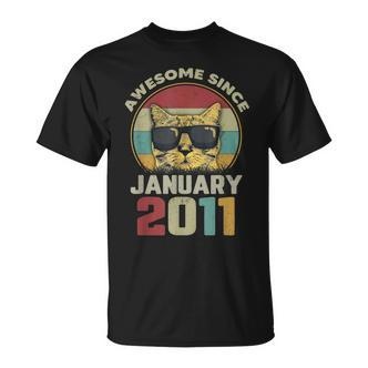 Awesome Since Januar 2011 - 11. Geburtstag Katzenliebhaber T-Shirt - Seseable De