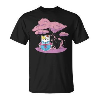 Katze Asiatisch Sakura Baum Kawaii Sempai T-Shirt - Seseable De