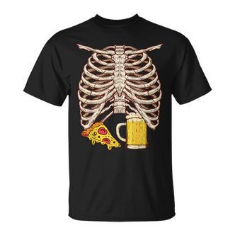 Skelett Rippenkäfig Pizza Und Bier T-Shirt - Seseable De