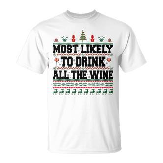 Familien-Weihnachts-T-Shirt: Wer trinkt den Wein? Lustiges Design - Seseable De
